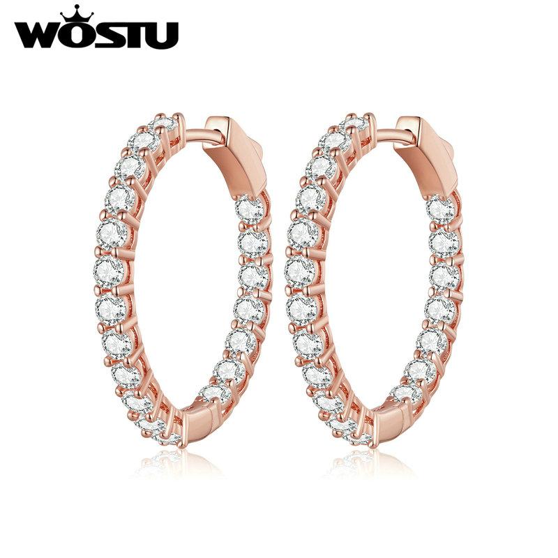 WOSTU Kruhové náušnice Velké kulaté kruhové náušnice Dainty Halo CZ Dámské náušnice