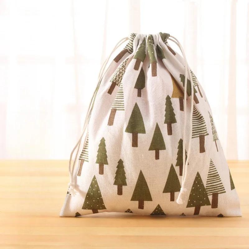 Small Fresh Printed Cotton Hemp Travel Storage Bag Bundle Pocket Drawstring Bag Clothes Storage and Organizing Bag Dustproof Bag