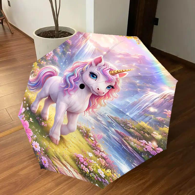 1PC Unicorn Fantasy Umbrella-8-Rib Reinforced, Automatic Open, Lightweight & Durable, Fashion Accessory for Outdoor-D341