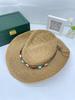 Womens Straw Western Hat With Beaded Band, Bohemian Beach Sun Hat For Summer Vacation