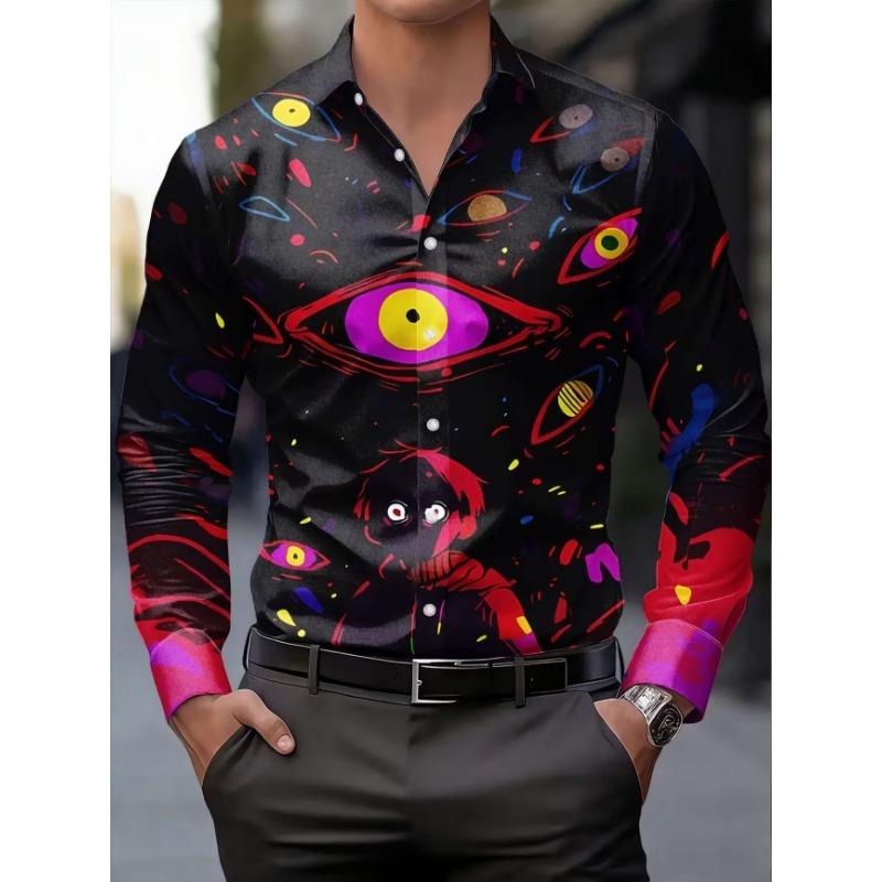 Neues schwarzes Hintergrund 3D rotes Spinnennetz-Aufdruck Herren Langarmshirt trendiger Streetstyle Freizeithemd