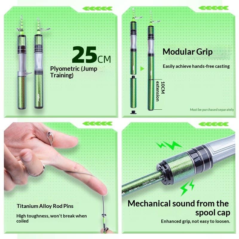 Canna da pesca per pescatori Quick Shark Sezione Ultra-corta Telescopica per Esche Set Completo Carbonio Multistrato Acqua Dolce Azione Medio-Veloce Portatile