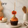 Bat Shape Party Ornament Halloween Mini Broomstick Ornament, Witch Pumpkin Ghost Decor with Natural Grass Miniature Holiday Set Broom, Festive