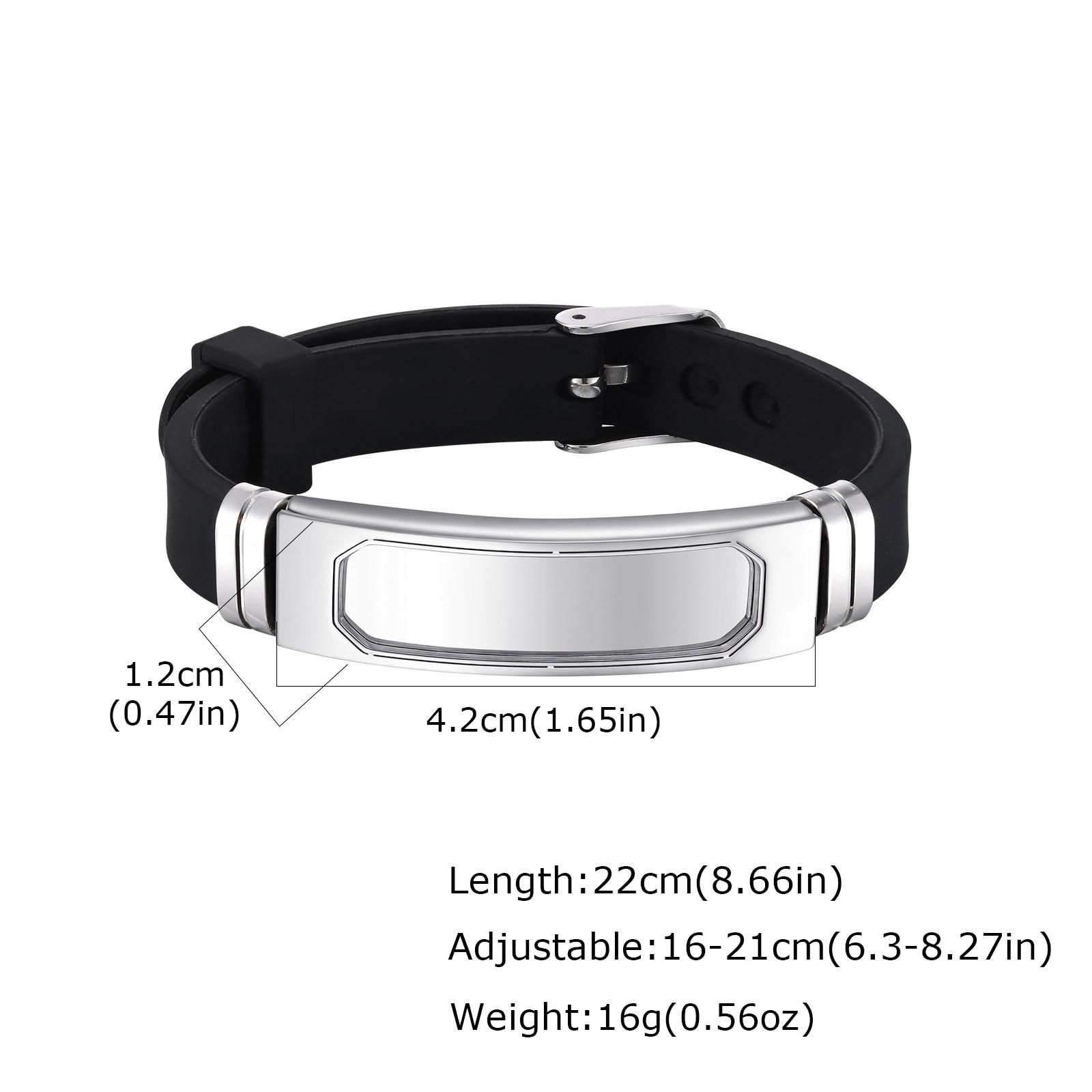 

Personalized Customize Name Stainless Steel Bracelets for Men Women, Adjustable Silicone Bangle Wristband, Custom Jewelry Gift