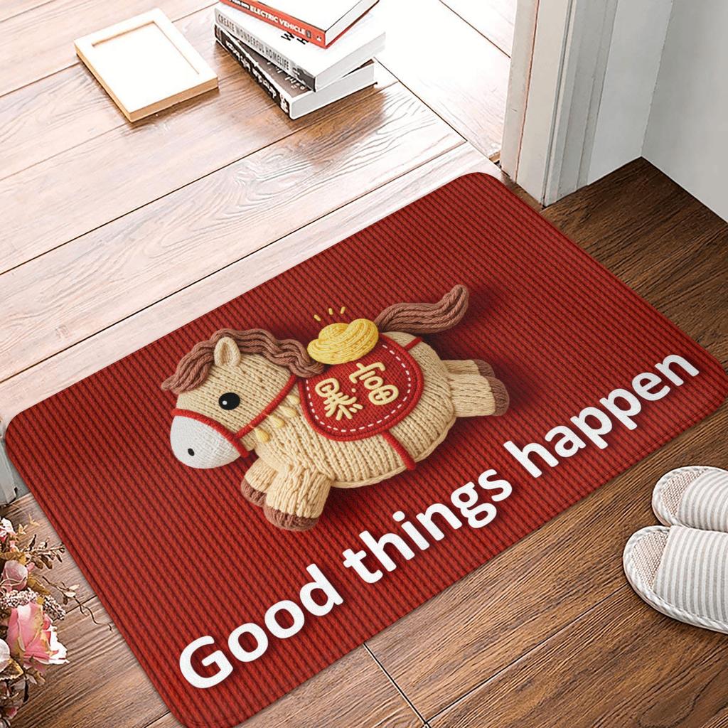2026 Red Horse Pattern New Year Gift Door Floor Kitchen Bathroom Mat Anti-Slip Outdoor  Doormat Living Room Entrance Carpet Rug