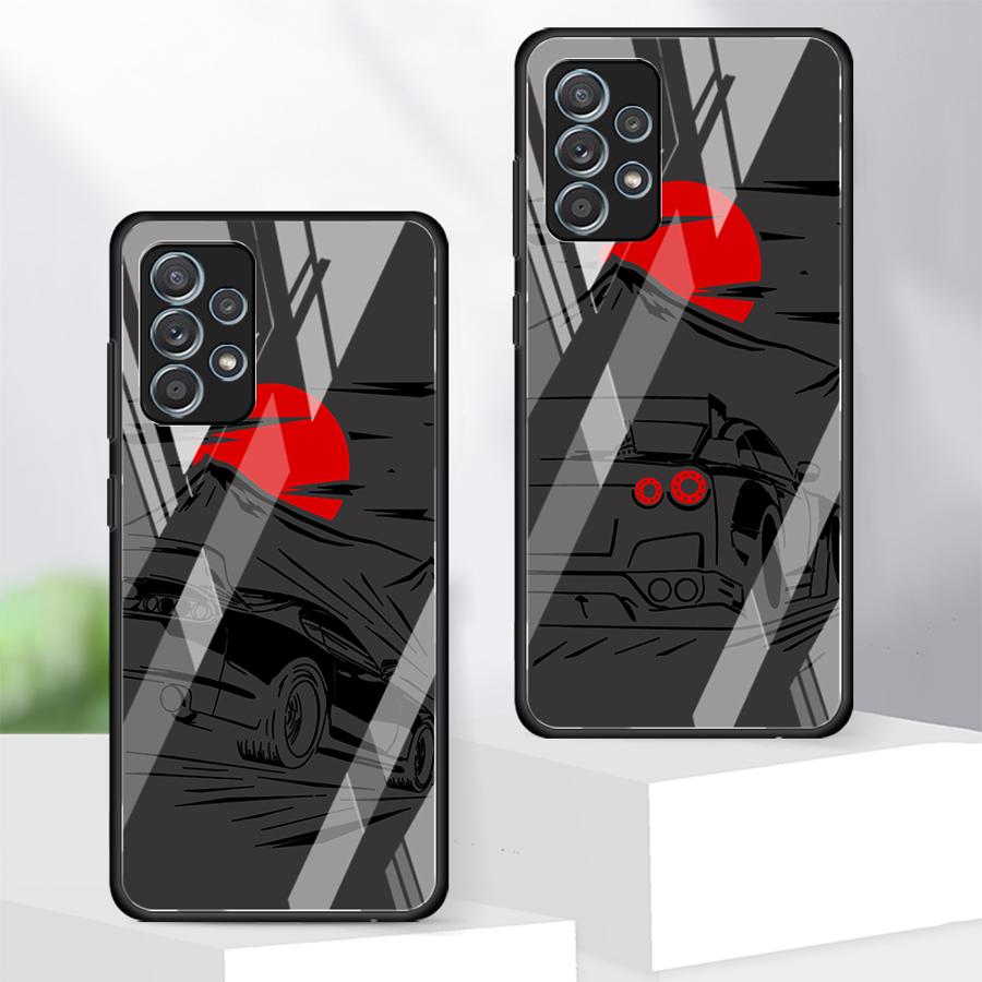 Cartoon Sunset Car Case for Samsung Galaxy A73 A34 A16 A02 A14 A30 A51 A52 A36 A71 A12 A10 A13 A20 A15 A50 A21 A06 A56 A35 A25
