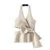 Araltay Fashion Style Women's Clothing New Sexy Bowknot Decoration Silk Satin Texture Halter Top 3506399