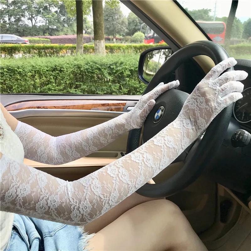 Women Sexy Hollow Lace Summer Drive Cycling Breathable Gloves Thin Transparent Exquisite Etiquette Lolita Cosplay Soft