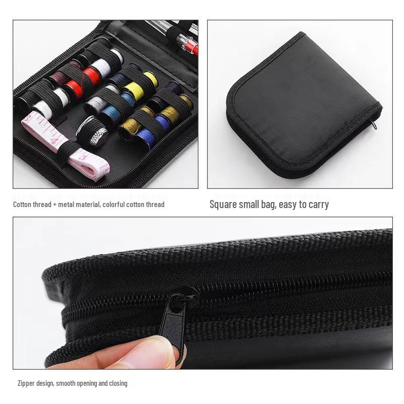 Kit de Costura Portátil de 10 Peças com Caixa de Linhas e Agulhas para Casa e Viagem