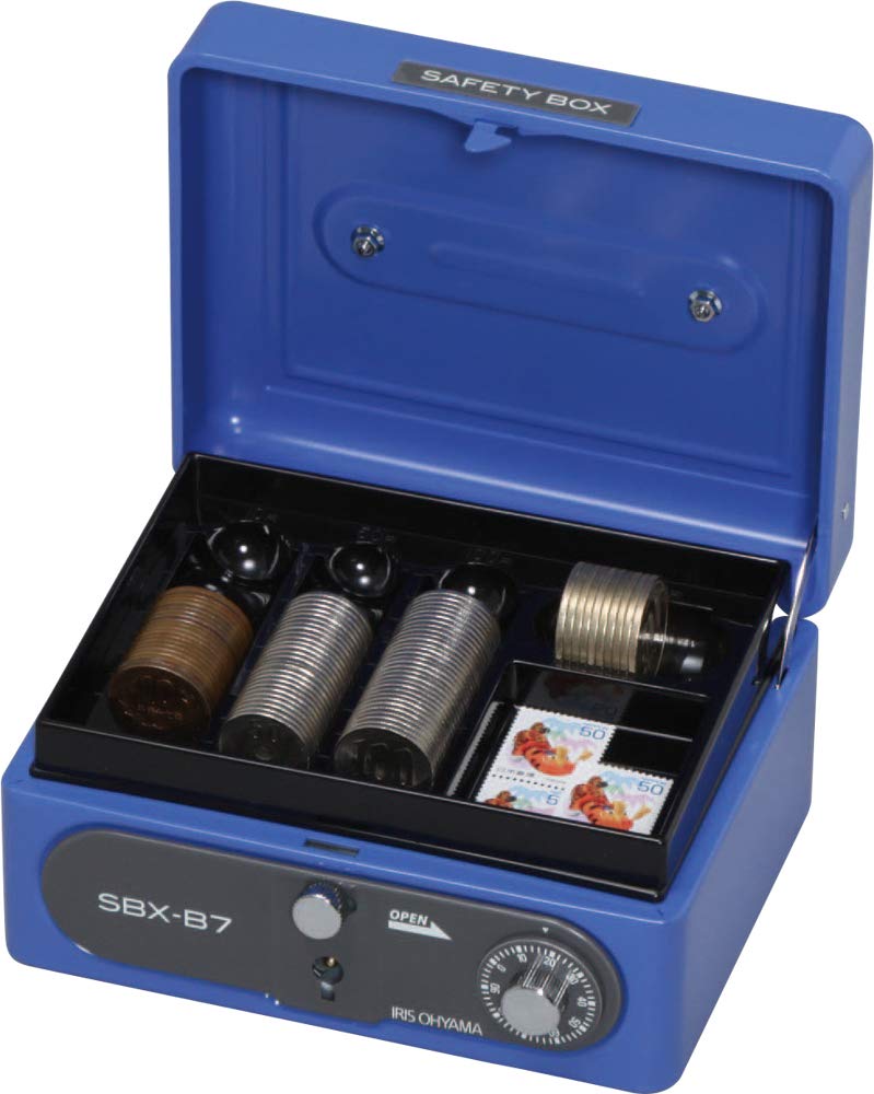Iris Ohyama SBX-B7 Compact Portable Safe with Double Lock and Combination, Blue