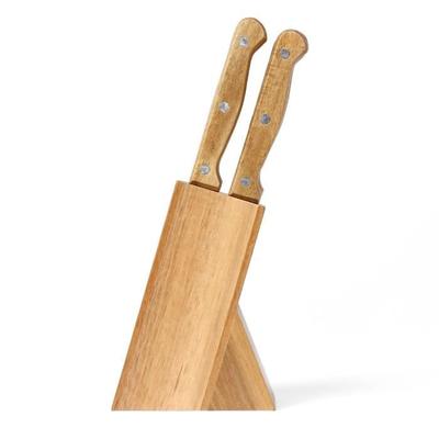 Set of 6 Steak Knives with Holder - LIVOO - MEC133 - 11 Cm - Stainless Steel - Thickness 1.2 Mm - Acacia Wood Handle - 3 Rivets