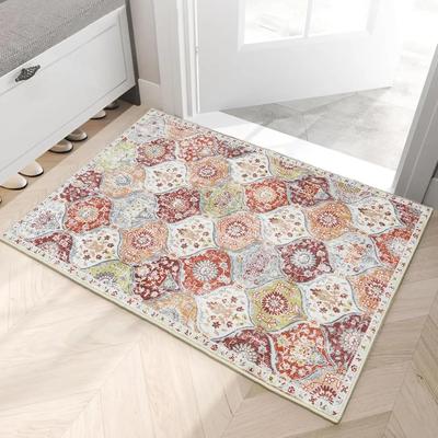 Vintage Floral Patterned Door Mat Artistic Retro Print Mat Non Slip Floor Mat For Entryway Doorstep Home Decor