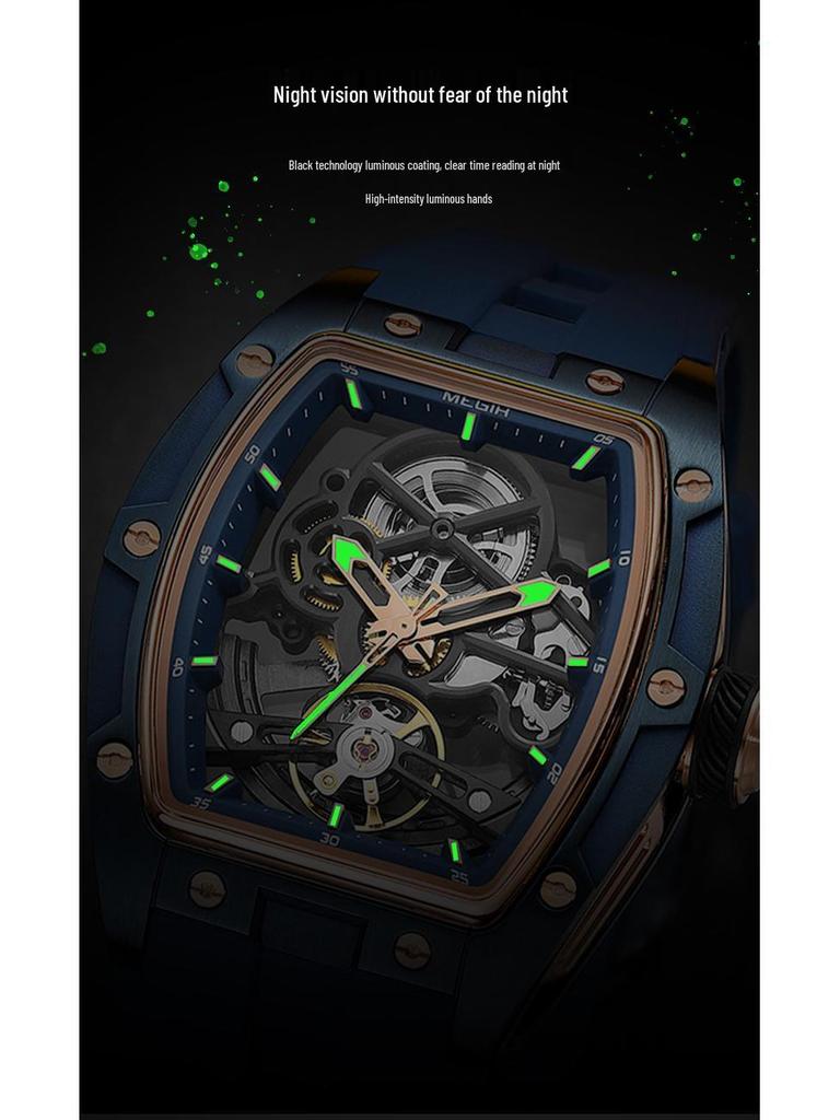MEGIR 2242 Men's Waterproof Barrel-Shaped Mechanical Sports Watch