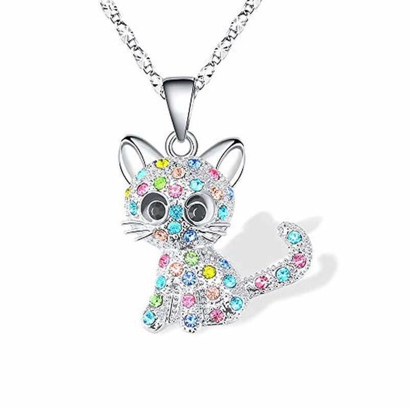 Cat Gifts for Girls Cat Necklace and Cat Earrings Set Little Girls Jewelry for Cat Lover Daughter Granddaughter, for Teenager