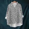 Women's Loose Ruffled Retro Floral Print Stand Collar Long Sleeve Cotton And Linen Top