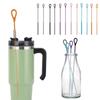 2pcs Silicone Straw Brushes Bendable Soft Pipe Tube Cleaning Brush Extra Long Reusable Pacifier Brush Feeding Bottle