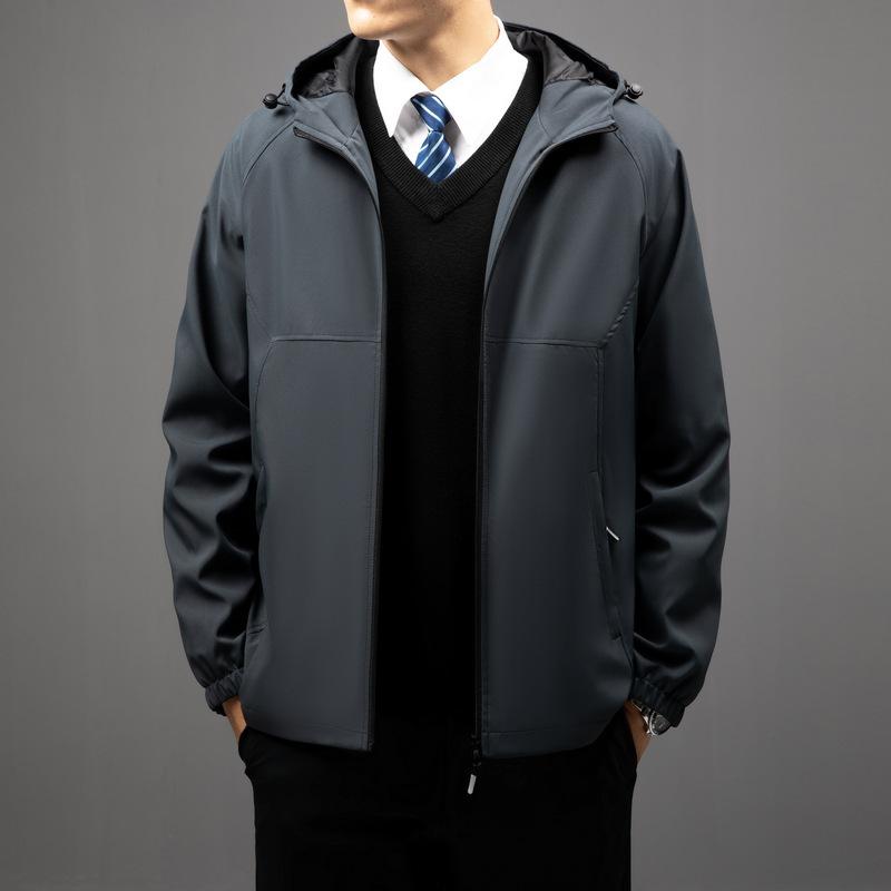 Hooded Spring and Autumn Men's Jacket Fashion Versatile Business Casual Jacket Men's