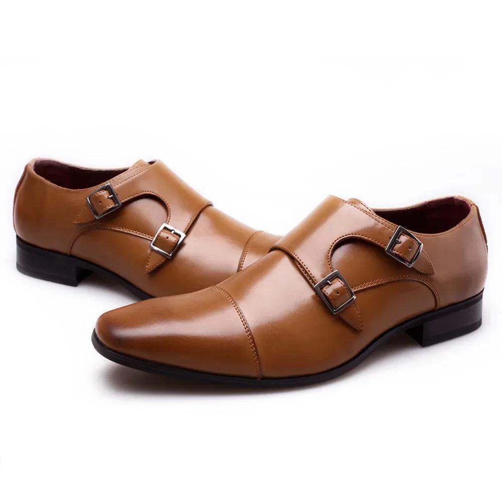 GOOHOJIO Patent Leather Mens Loafers Handmade Monk Strap Wedding Party Casual Dress Shoes Summer Autumn Footwear for Men 39-48
