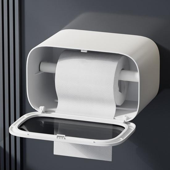 Tissue Box with Sealed Flip Cover Moisture-Proof Waterproof Plastic for Bathroom Toilet Roll Holder Large Small Rolls Stable Storage Shelf with