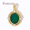 18K Gold Plated Metal Oval Pendants For Necklaces,Brass with Green Zircon Charms For Jewelry Making DIY Accessories