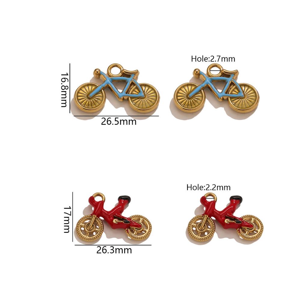 Yori 2Pcs Stainless Steel 18K Gold Plated Bicycle for DIY Accessories Making Supplies Necklace Bracelet Pendant