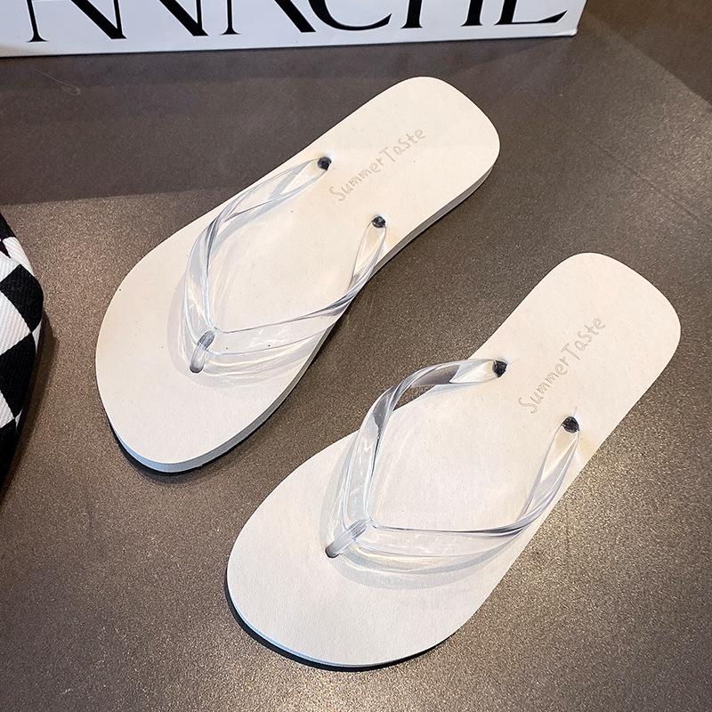 Simple flip-flops women's new summer pinch feet outside wear non-slip flat bottom beach cool slippers tide