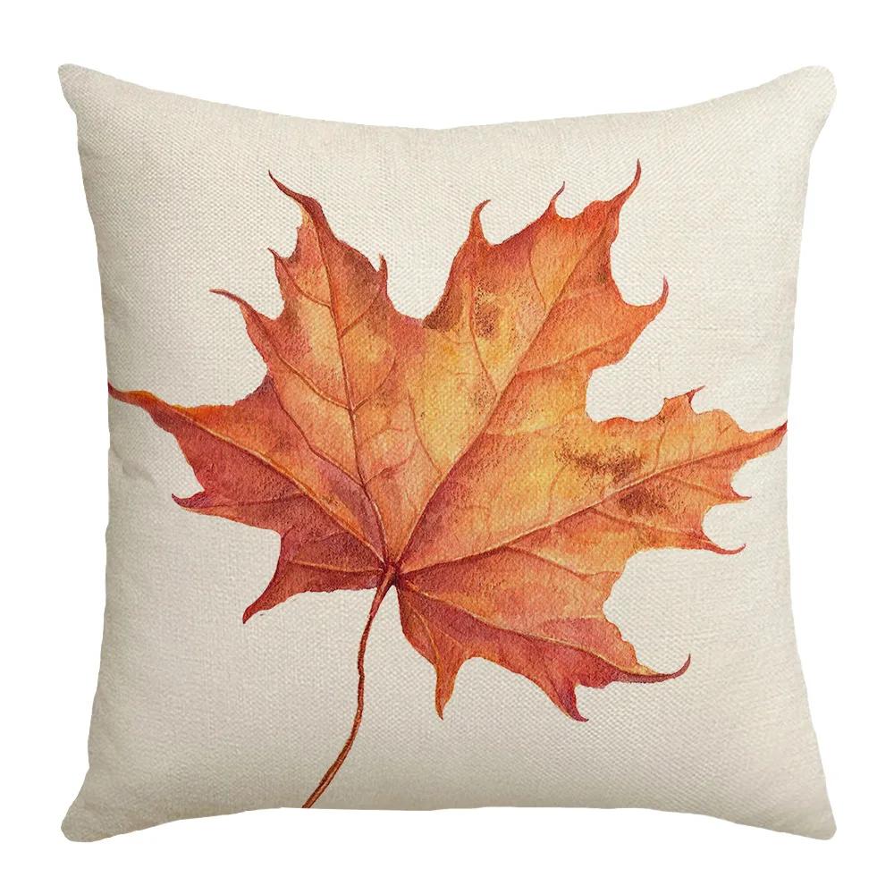 Autumn Pumpkin Maple Leaves Wreath Print Cushion Cover Thanksgiving Decorations Pillow Case Farmhouse Home Decor Pillow Cover