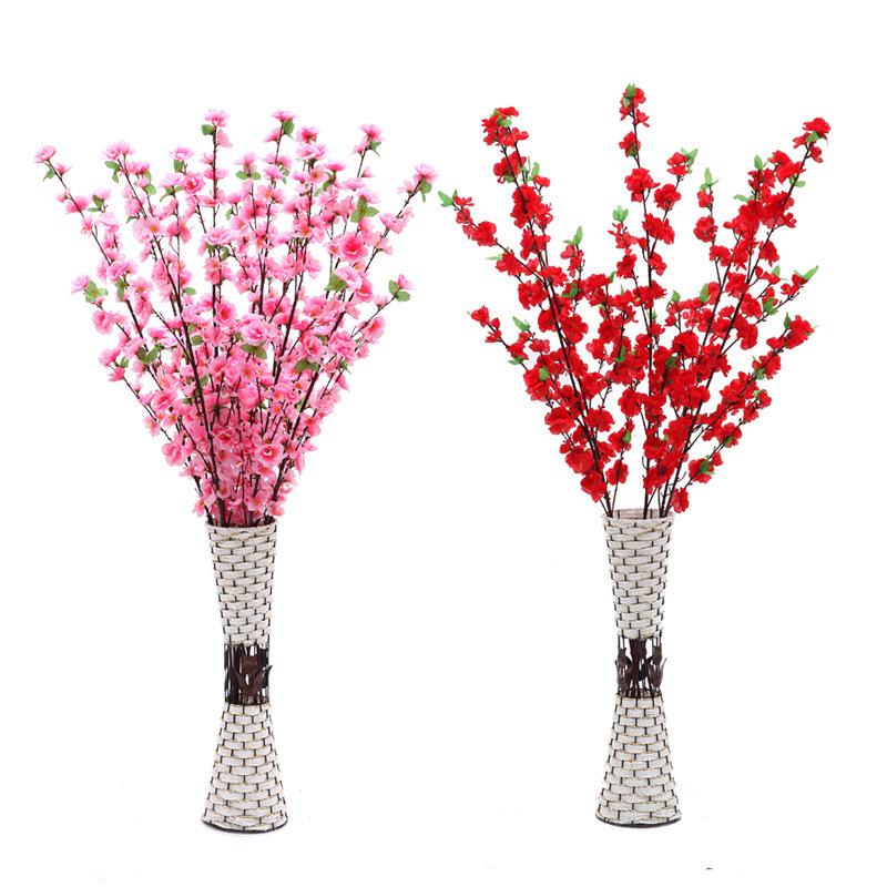Silk Peach, Plum, and Cherry Blossom Arrangement – Indoor Floor Decoration