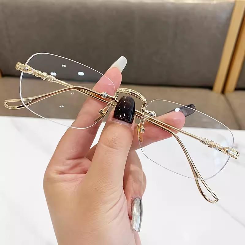 

Rimless Rectangle Sunglasses Men Women Fashion Vintage Shades Brand Design Ocean Lenses Sun Glasses UV400 Metal Eyewear золотой