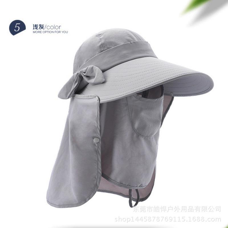 Sommer Outdoor Damen Sonnenschutz Sonnenhut UV-Schutz Bergvisier Abnehmbarer Schal Maske Fischerhut