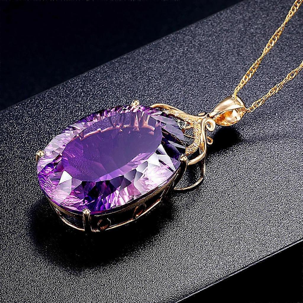 ZHENYANGli Fashion Amethyst Ladies Pendant Necklace Gemstone Necklace Holiday Gift 25-26