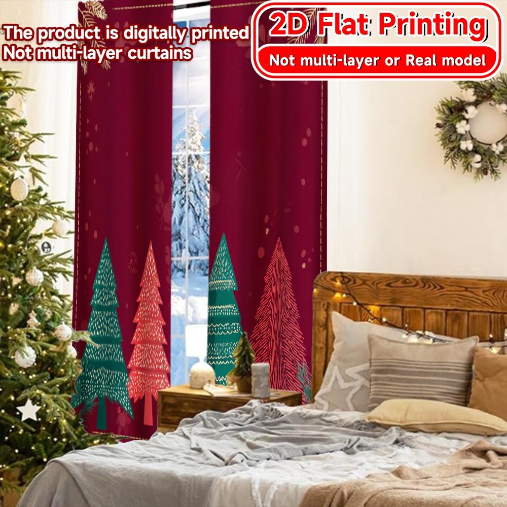 2D Flachdruck  2 Stück FestiveForest Beliebte Zeitgenössische Vorhänge Halbtransparente Vorhänge Dekorationen Verwendung für Zimmer   Küche   Arbeitszimmer
