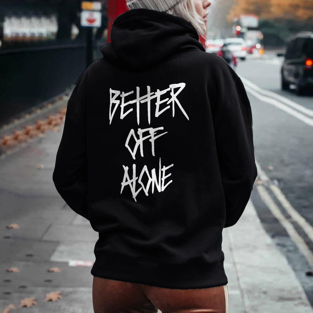 Buchstabendruck Lässige Mode Kapuzenpullover Damen Schulterärmel Pullover