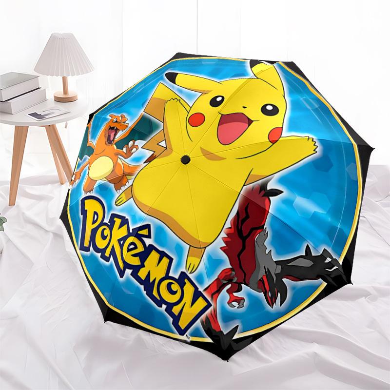 1pc Pokemon Pikachu Automatic Open/Close Umbrella   Compact Travel Umbrella, 8 Rib Heavy Duty, Perfect for Women & Men    A0923176