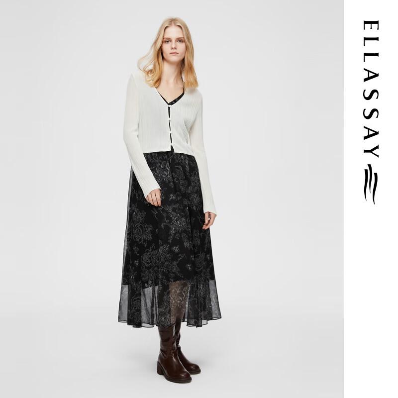 ELLASSAY Women's 2025 Early Spring Cotton-Blend Slim-Fit V-Neck Knit Top