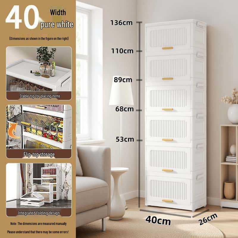Foldable Five-Drawer Multi-Layer Storage Cabinet for Home, Bedroom, or Kitchen