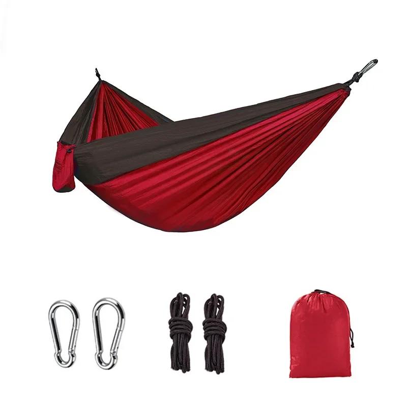 Fresh Single Size Person Portable Outdoor Camping Hammock with Nylon Color Matching Hammock High Strength Parachute Fabric Hanging Bed
