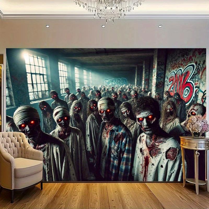1pc Zombie Outbreak Background Fabric Polyester Wall Hanging Fabric Multi-purpose for Living Room Bedroom Office Home.PMJ