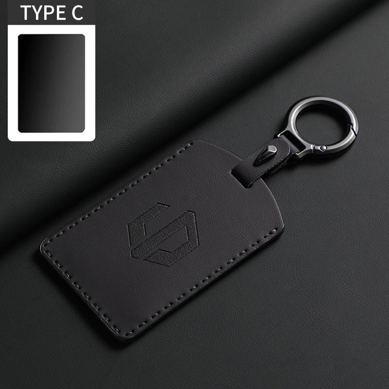Original Car Color Leather Key Case Cover Fob For Leapmotor B01 C11 C16 C10 Car Keyless Remote Key Card Kit Protector Accessorie