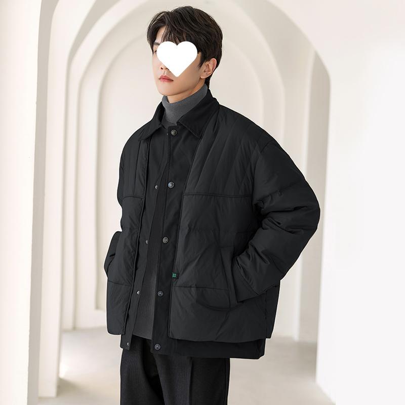 Fake Two-piece Light White Duck Down Jacket Men's New Autumn and Winter Loose Thickened Short Jacket