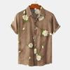 Men Summer Hawaiian Shirt Floral Leaves Print Streetwear Chic Single Breasted Thin Shirt