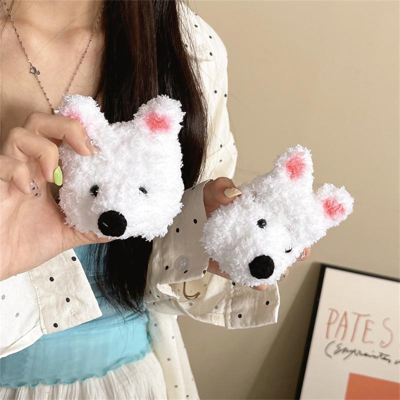 Plush West Highland Puppy Apple Bluetooth Headset Case AirPods pro1 Cute AirPods 1