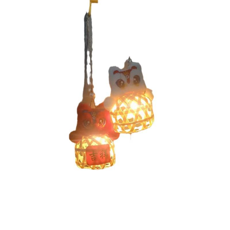 Mid-Autumn Festival Bamboo Weaving Rabbit Lantern DIY Kit, Portable Luminous Flower Lantern, Charming Ancient Chaozhou Style Decoration