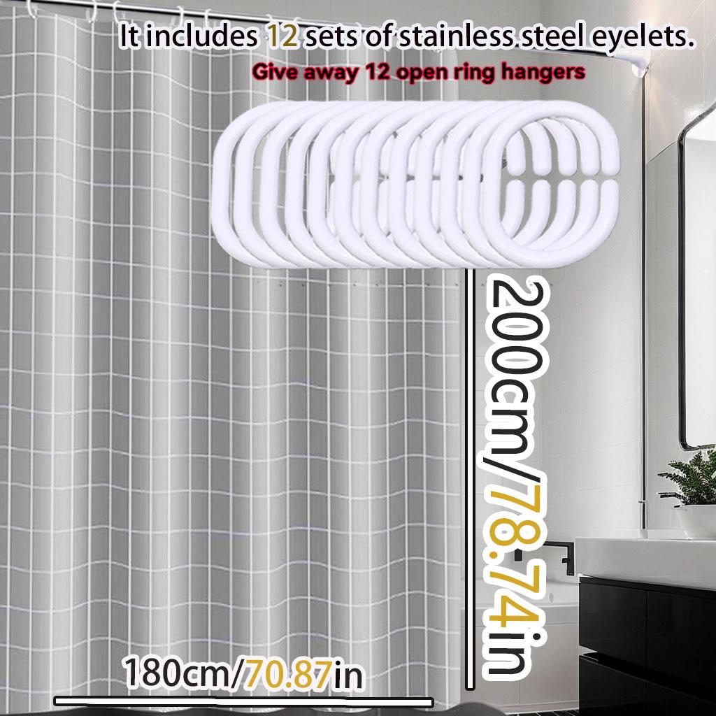 Advanced Gray Check Shower Curtain Simple Bathroom Curtain Dry And Wet Separation Easy To Clean Peva Waterproof Material