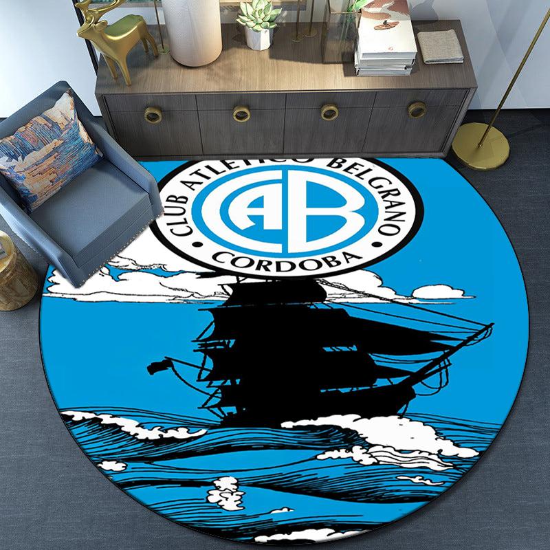 Atletico Belgrano Crest Round Rug for Livingroom,Bedroom, Palyroom, Chair Rug, Area rug, Circle Carpet, Large Size Fan Christmas gift