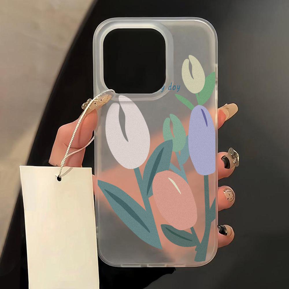 Matte Silikon Blumen Handyhülle für iPhone 16 Pro Max Funda iPhone 11 13 15 14 Plus 12 Mini 16promax 15promax Transparente Hülle