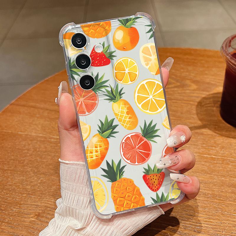 Cartoon Cherry Fruit Pattern Phone Case For Samsung Galaxy S26 S25 S24 S23 Ultra S22 Plus S24 S25 FE Clear Shockproof Soft Cover