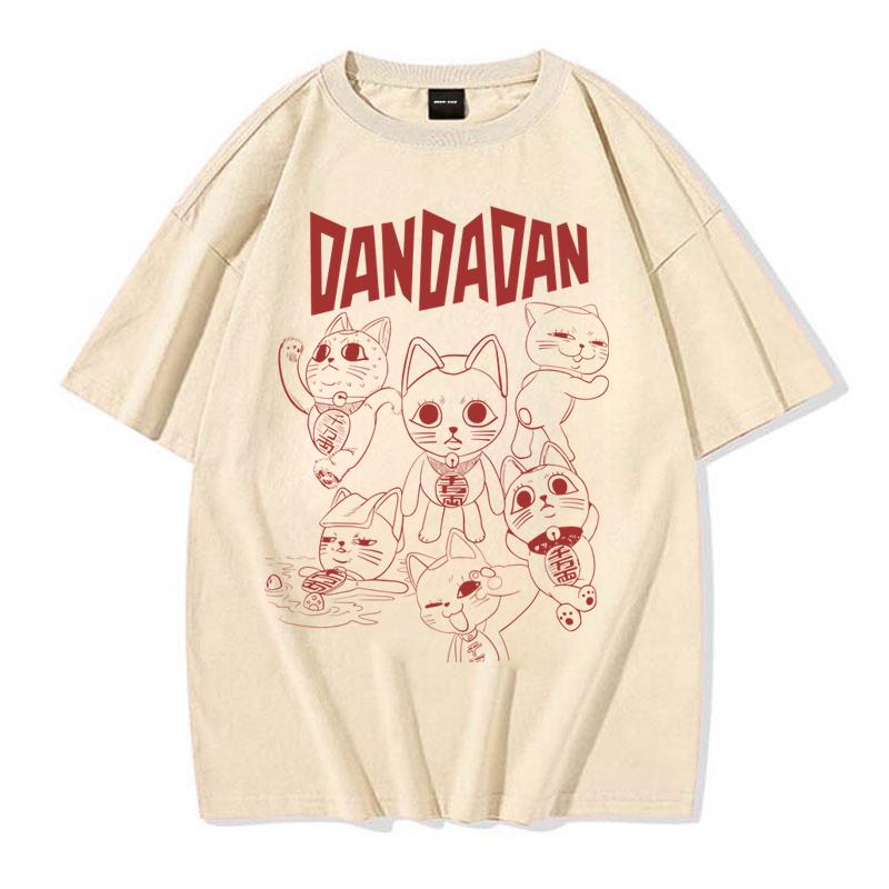 Dandadan Cat Anime Cute Funny Manga T-Shirt for Women Men Turbo Granny Unisex Tee Shirts Kawaii Graphic T Shirts Cotton Tshirts