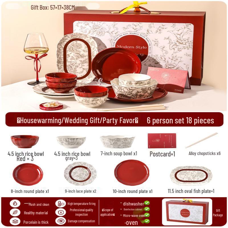 Wuhe 18-Piece Ceramic Dinnerware Set for 6