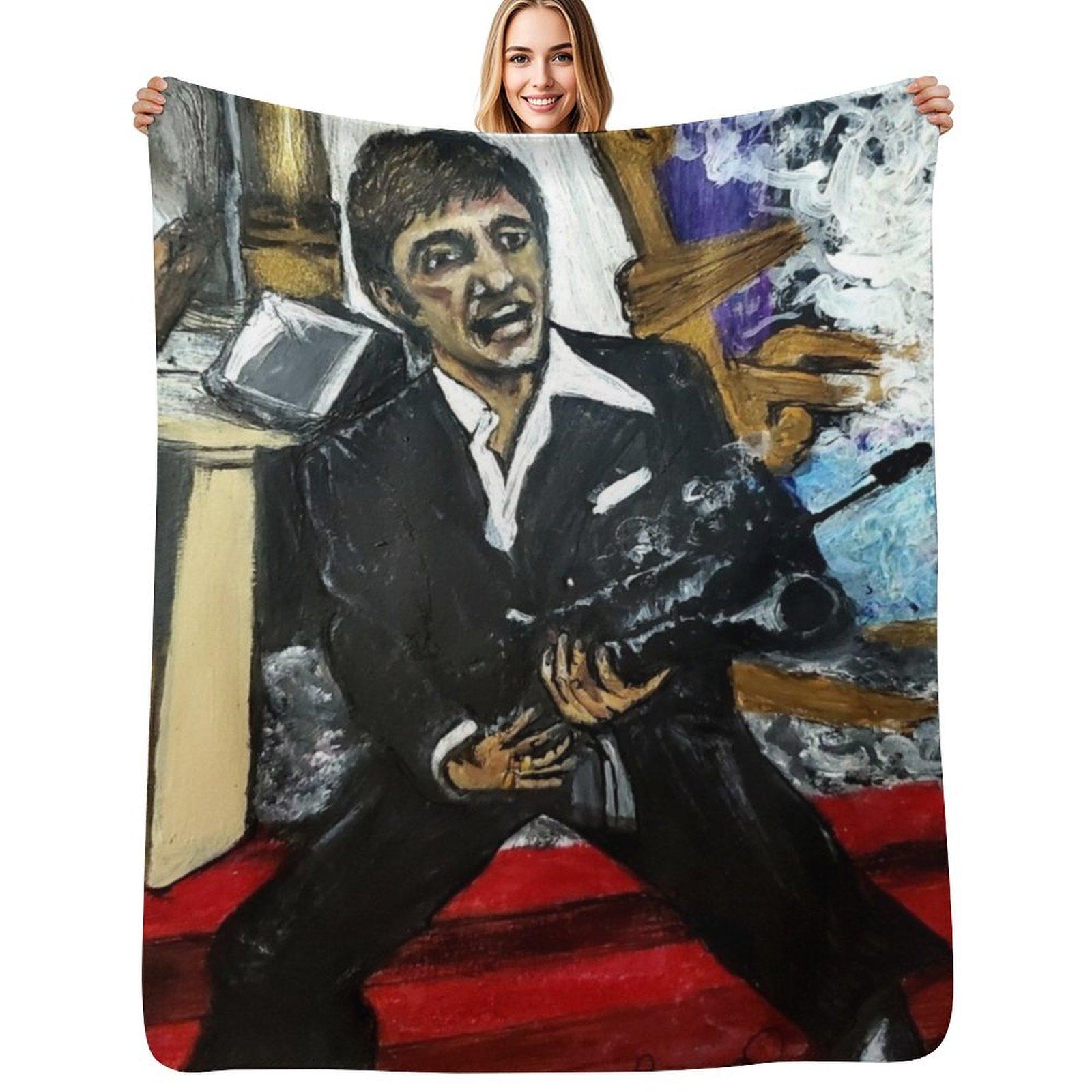 Say Hello to My Little Friend Throw Blanket Soft Breathable Blanket for Night Sleeping Size: 75*100cm, Weight: 230 GSM